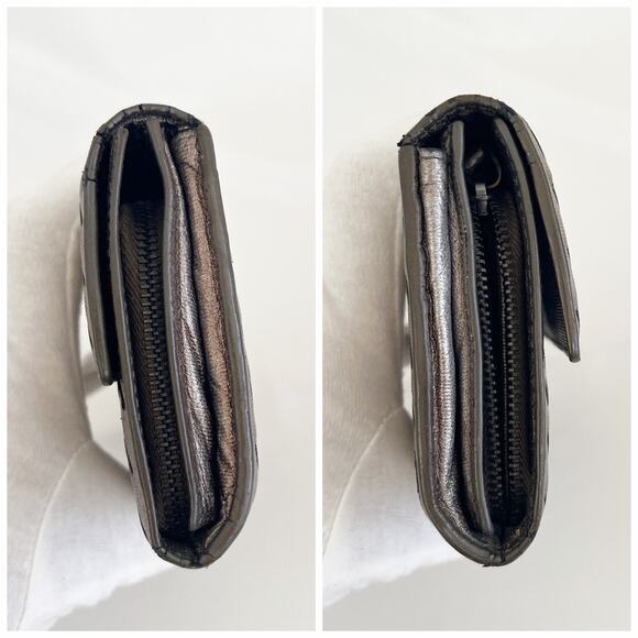 BOTTEGA VENETA Intrecciato Long Wallet Metallic Bronze Leather Womens - Picture 9 of 13